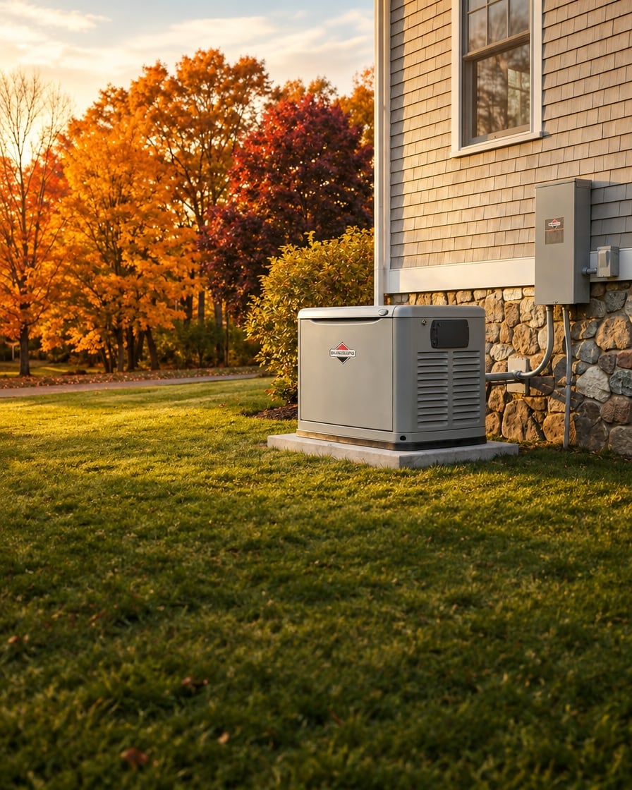 Briggs & Stratton home standby generator beside a Connecticut home
